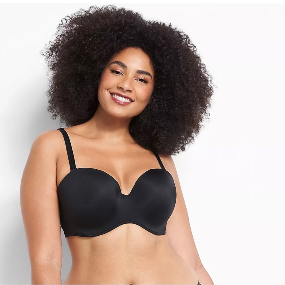 NWT Cacique Intimates Lane Bryant Black multi-way strapless bra 46D